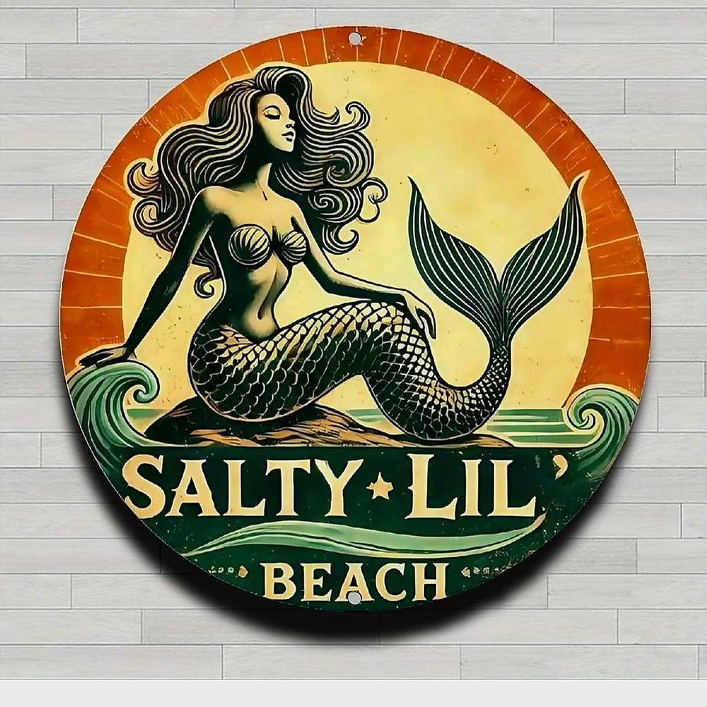 Mermaid Salty Lil Beach Tin Sign